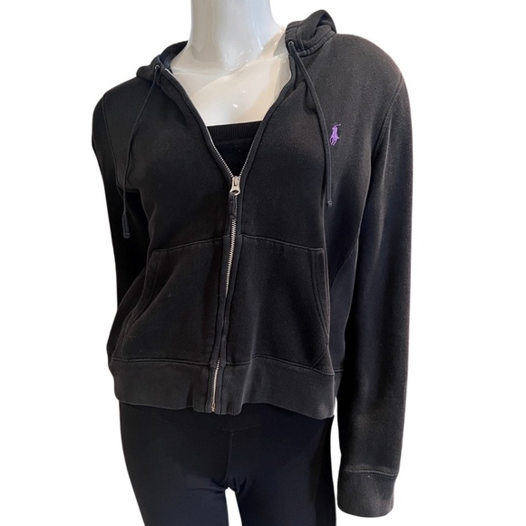 Ralph Lauren Sport Full Zip Hoodie - Black,  Large (BUT fits more like Sm/Med.) - Picture 2 of 9